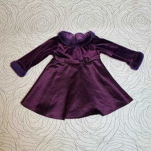 [6-12M] Purple Velvet Feel Long Sleeve Dress